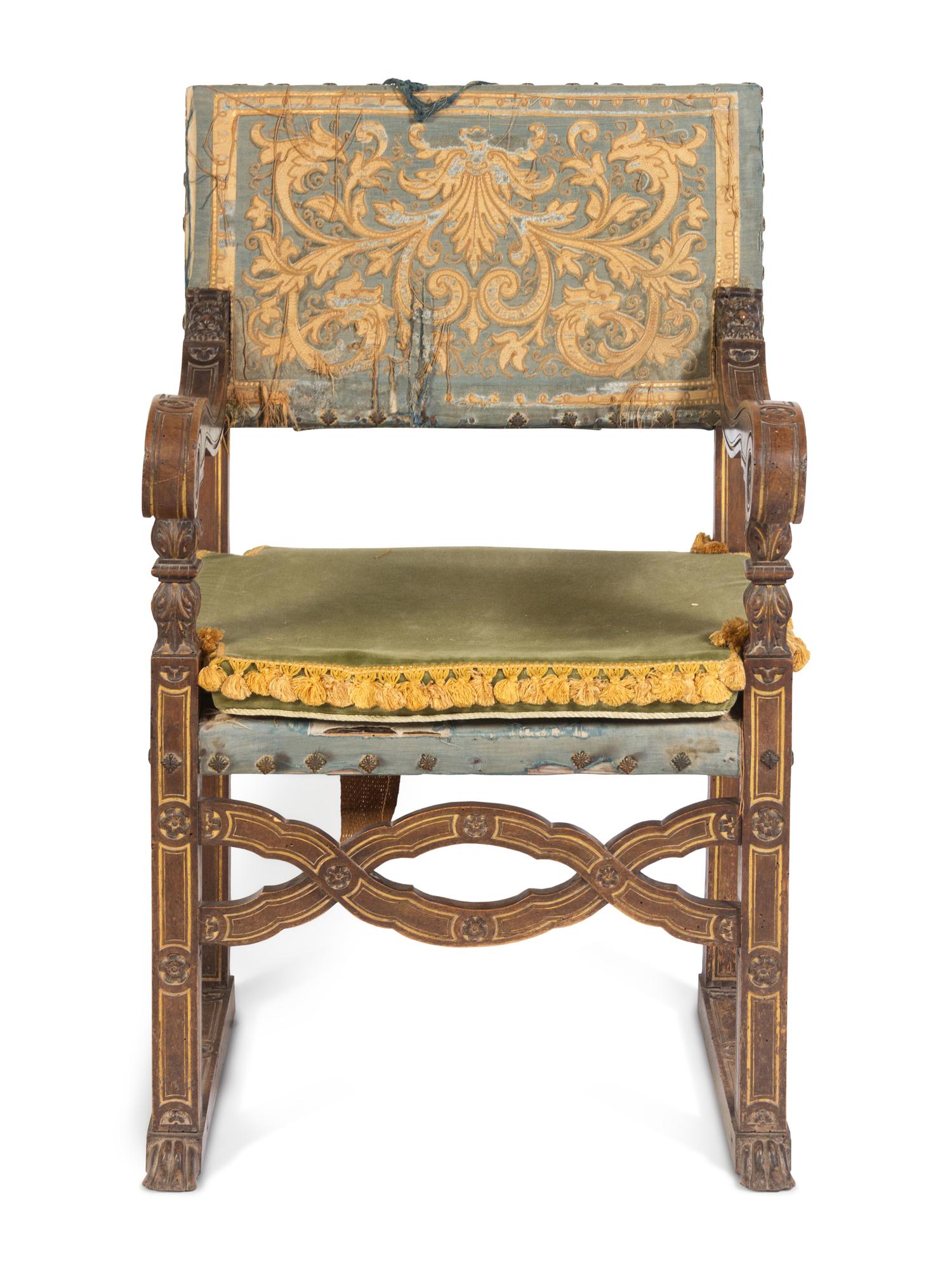 An Italian Baroque Walnut Armchair