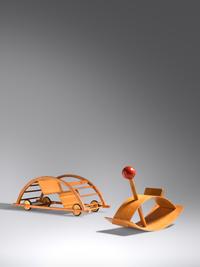 Rocking Beauty Hobby Horse and Schaukelwagen Childs Rolling-Rocker Creative Playthings, USA Siegfried Lenz, Germany