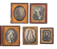 [EARLY PHOTOGRAPHY]. A group of 10 assorted wet plate images of subjects wearing fur garments and accessories, including: