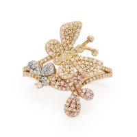 Diamond, Colored Diamond, and Yellow Gold Butterfly Ring