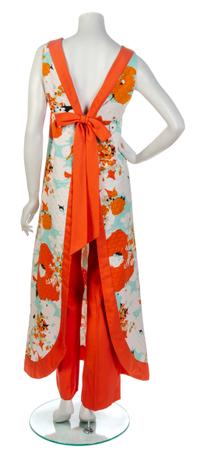 A Pierre Cardin Multicolor Floral Jacquard Pant Ensemble,
