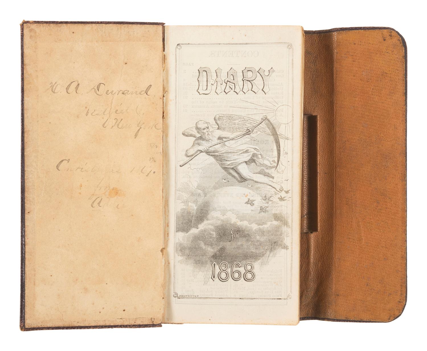 [MILITARIA]. A group of 2 post-Civil War diaries from Harland A. Durand, incl. references to Grant's election, Oil City, Native-Americans, and a soldier's suicide. 1866 and 1868.