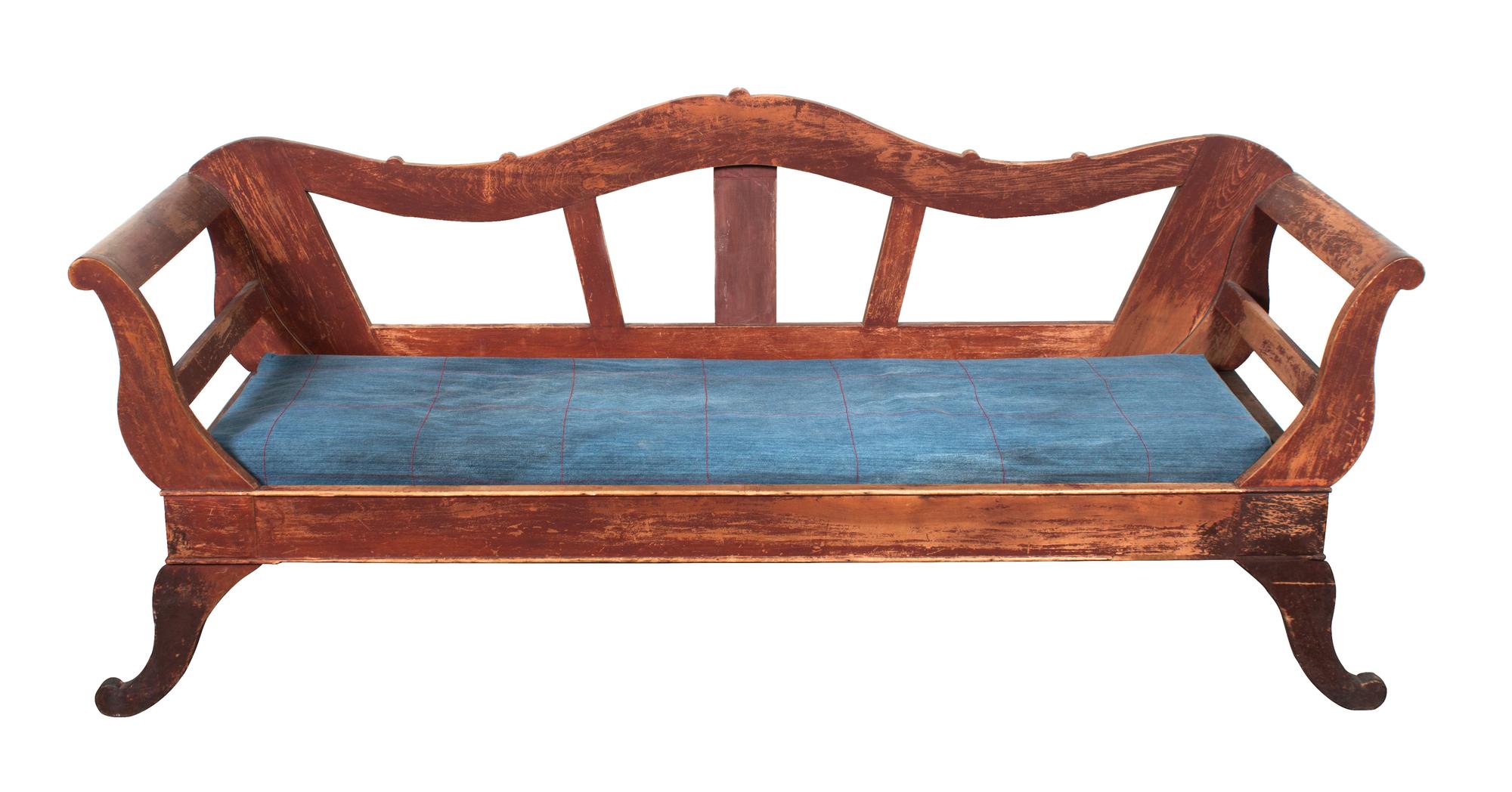 An Early American Daybed Height 36 1/4 x width 82 x depth 26 1/4 inches.