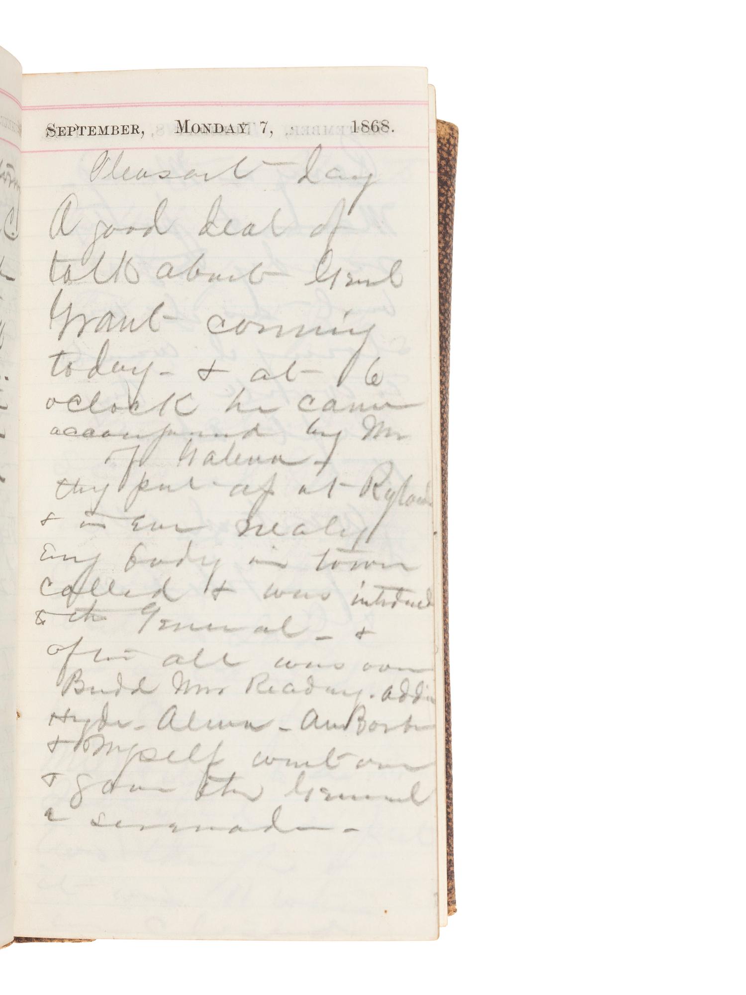 [MILITARIA]. A group of 2 post-Civil War diaries from Harland A. Durand, incl. references to Grant's election, Oil City, Native-Americans, and a soldier's suicide. 1866 and 1868.