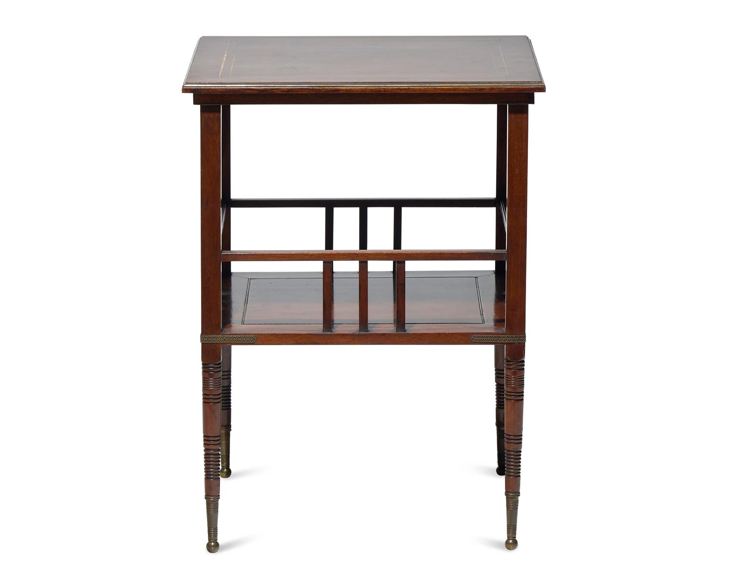 An Aesthetic Inlaid Amaranth Tiered Table, A. & H. Lejambre, Philadelphia, PA, Circa 1880