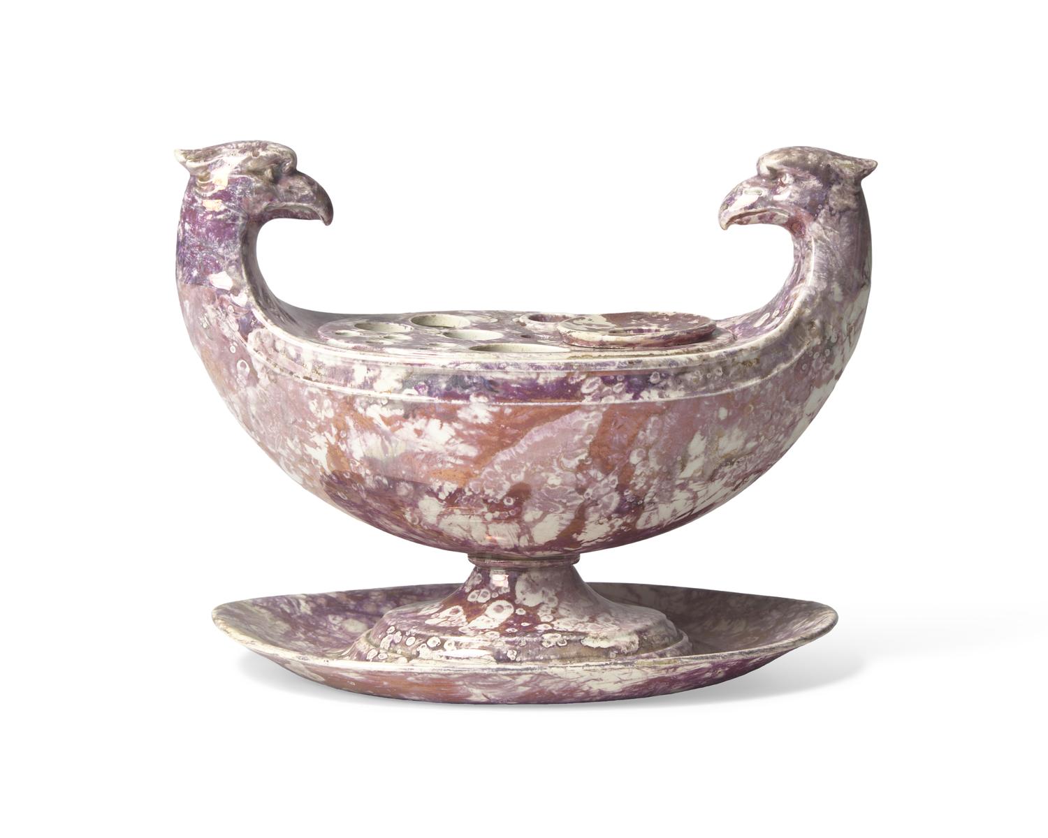 A Wedgwood Moonlight Lustreware Inkstand