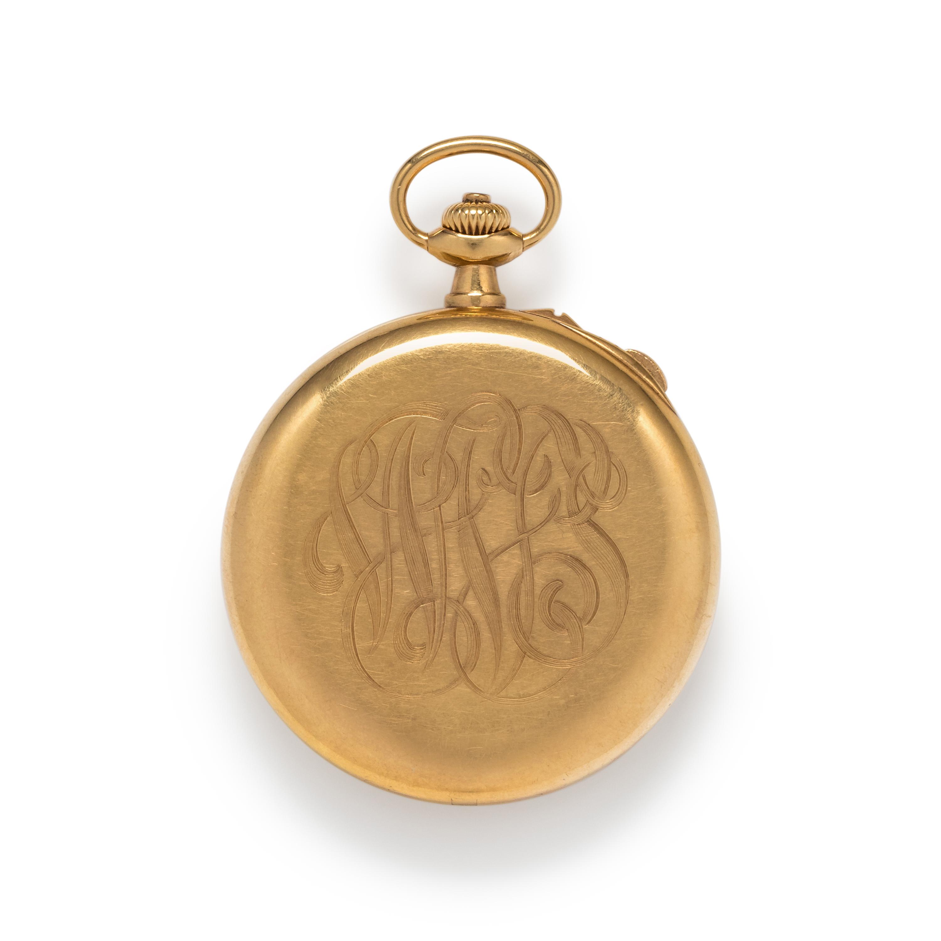 PATEK PHILIPPE, 18K YELLOW GOLD SPLIT SECOND CHRONOGRAPH OPEN FACE POCKET WATCH