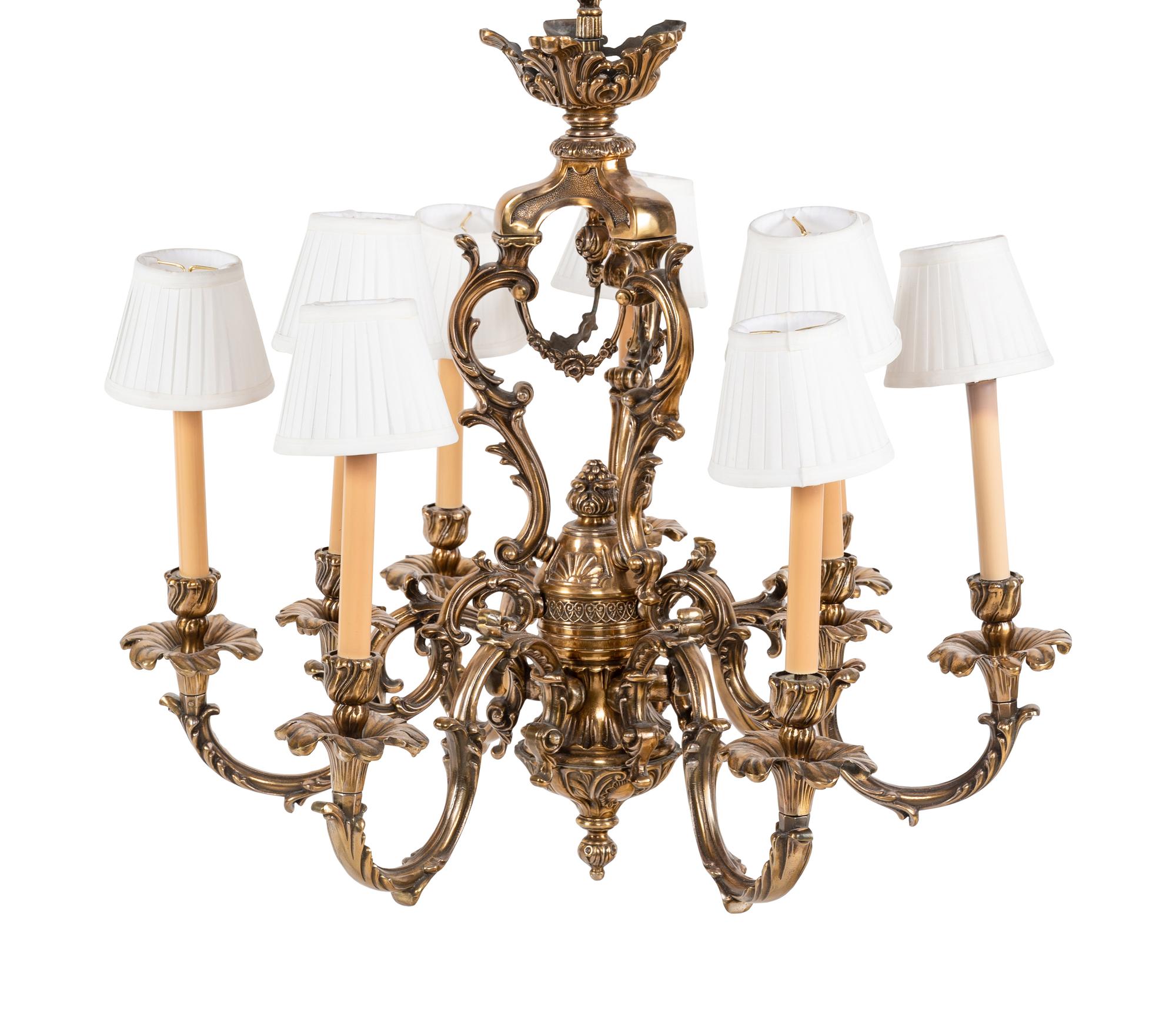 A Louis XV Style Gilt Metal Nine-Light Chandelier