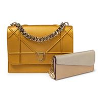 CHRISTIAN DIOR, METALLIC DIORAMA FLAP BAG & WALLET