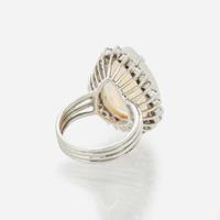 A White Opal and Diamond Ring