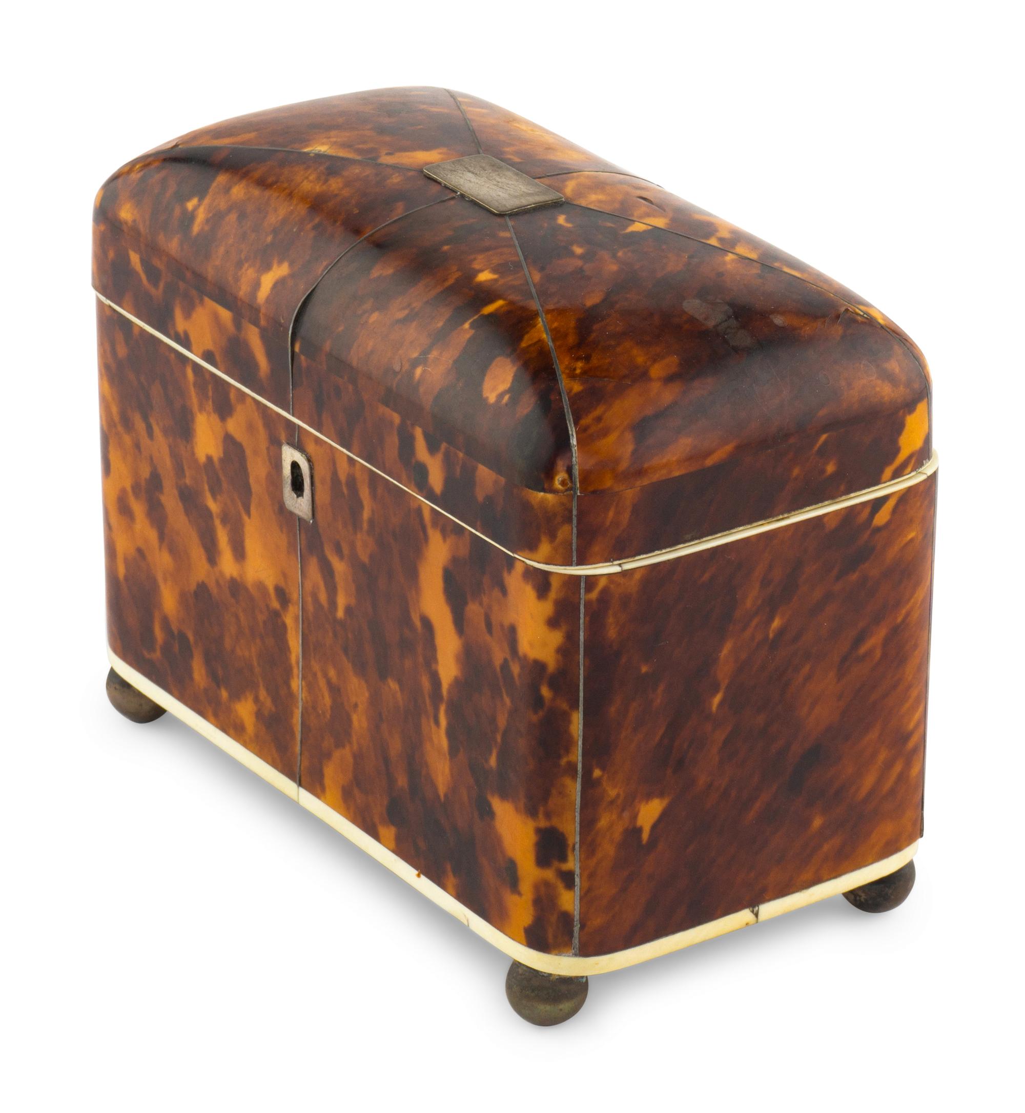 An English Tortoiseshell Tea Caddy