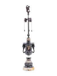 A Continental Gilt Bronze Mounted Marble Table Lamp