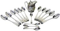 Silver creamer and eleven tablespoons william g. forbes (active 1773-1809), new york, ny