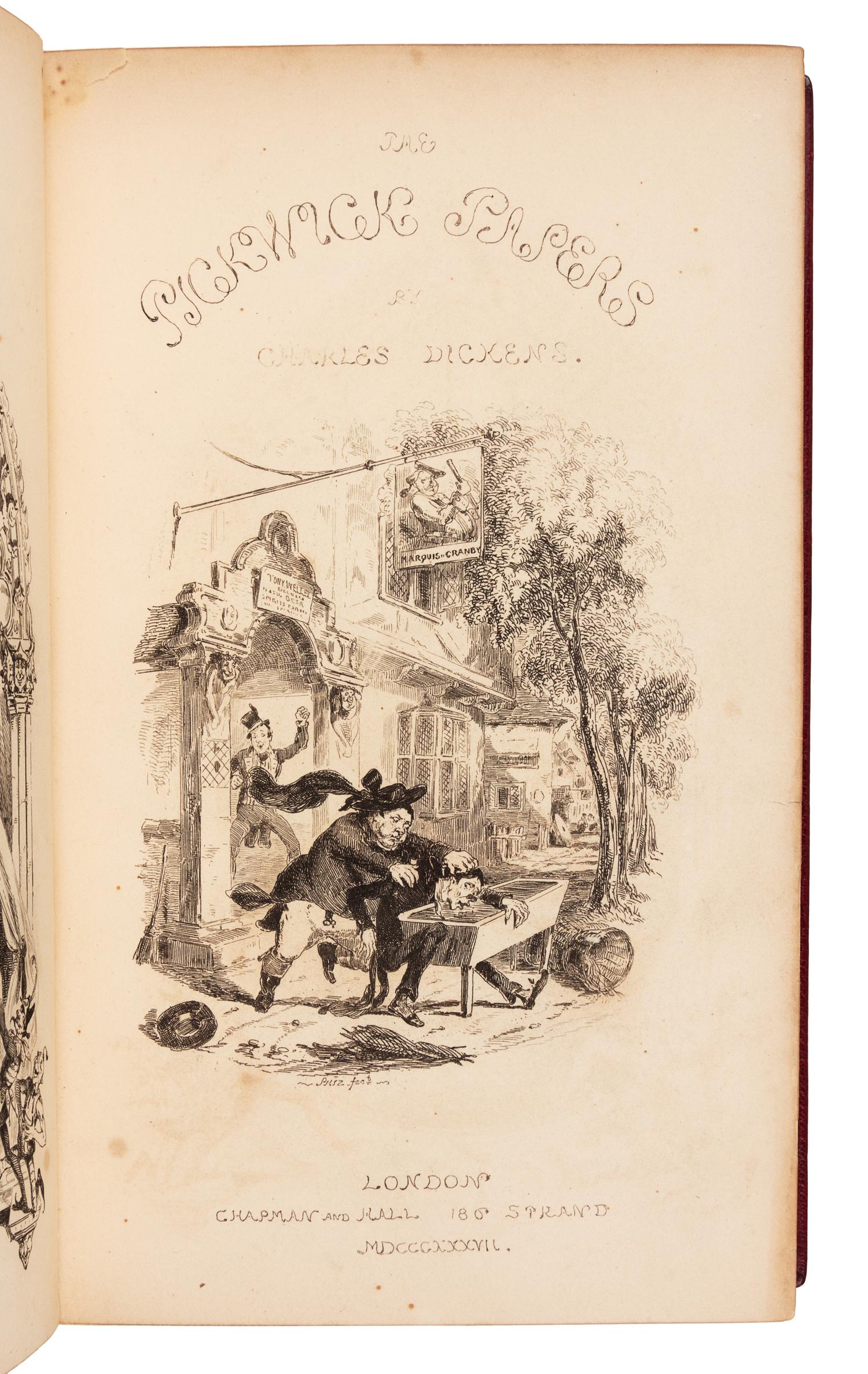 DICKENS, Charles (1812-1870). The Posthumous Papers of the Pickwick Club. London: Chapman and Hall, 1837.