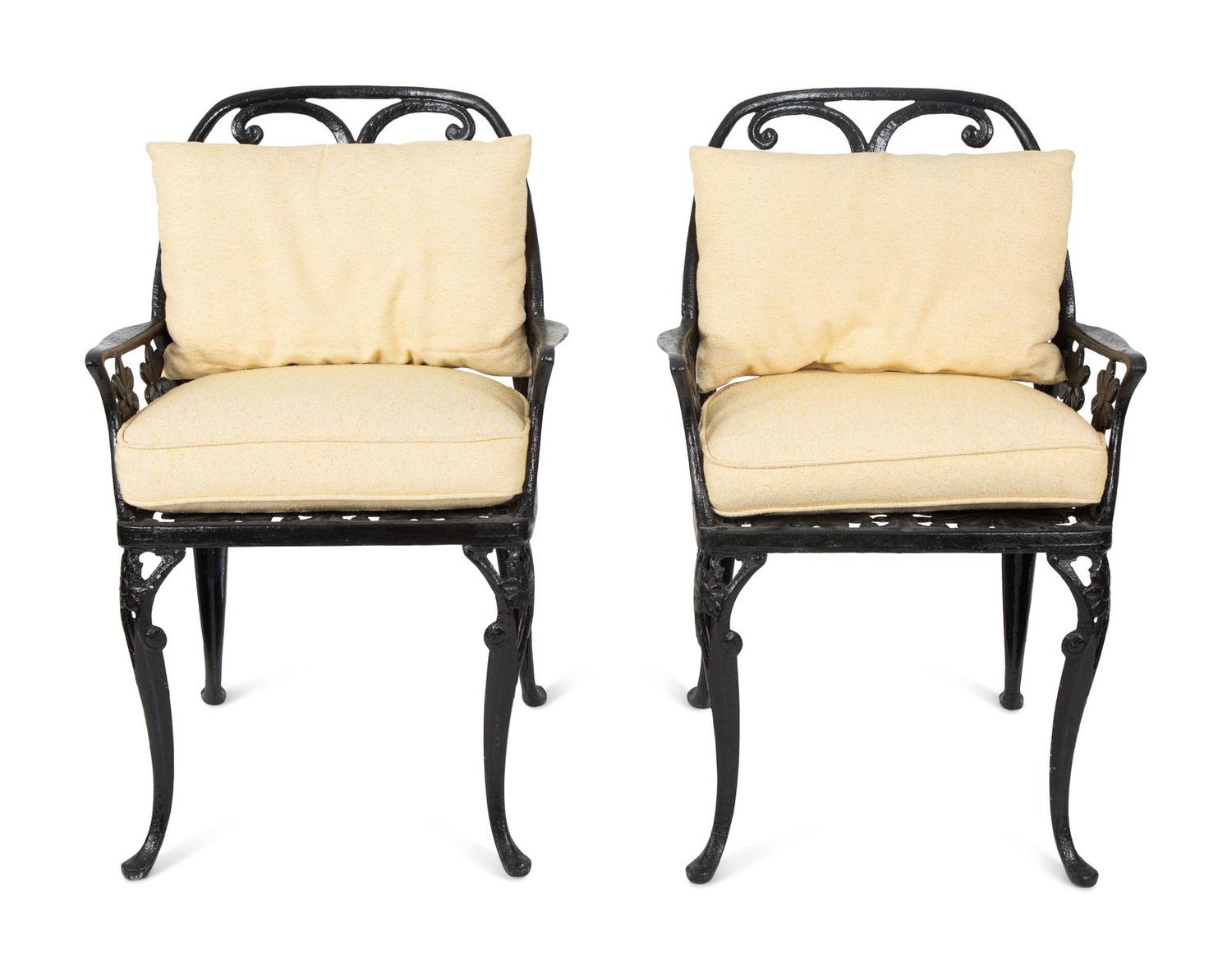 A Pair of Salterini Wrought Iron Armchairs