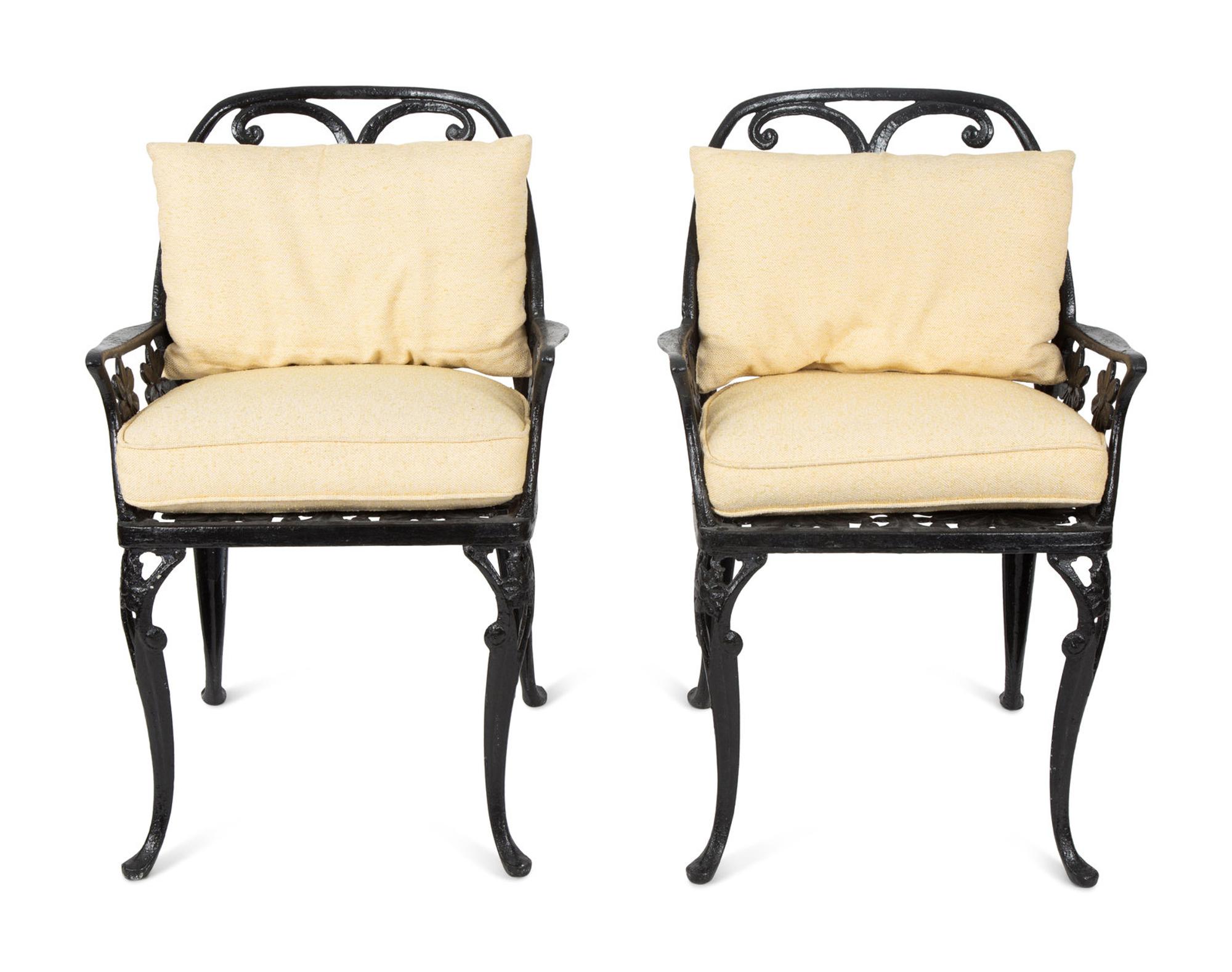 A Pair of Salterini Wrought Iron Armchairs