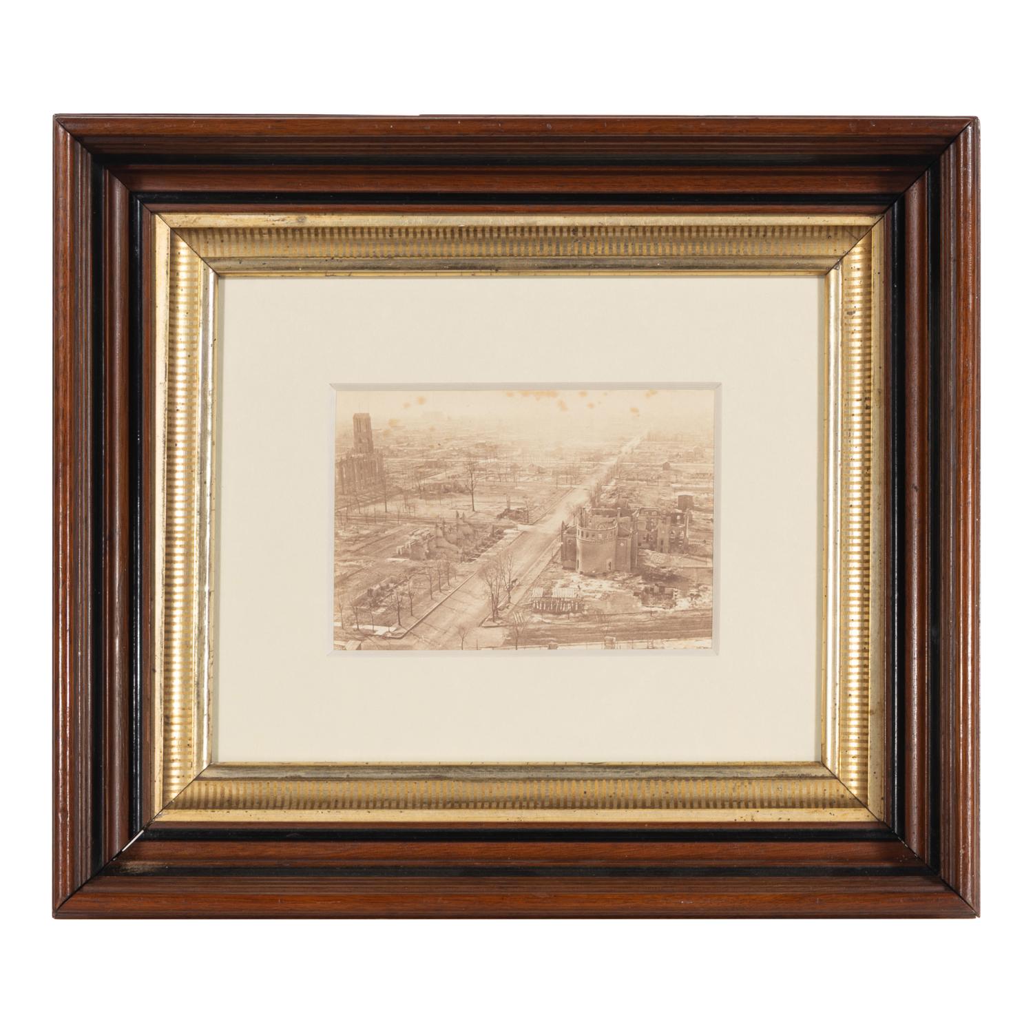 [Chicago Fire]. A group of 7 albumen prints taken before and after the 1871 Chicago Fire, comprising: