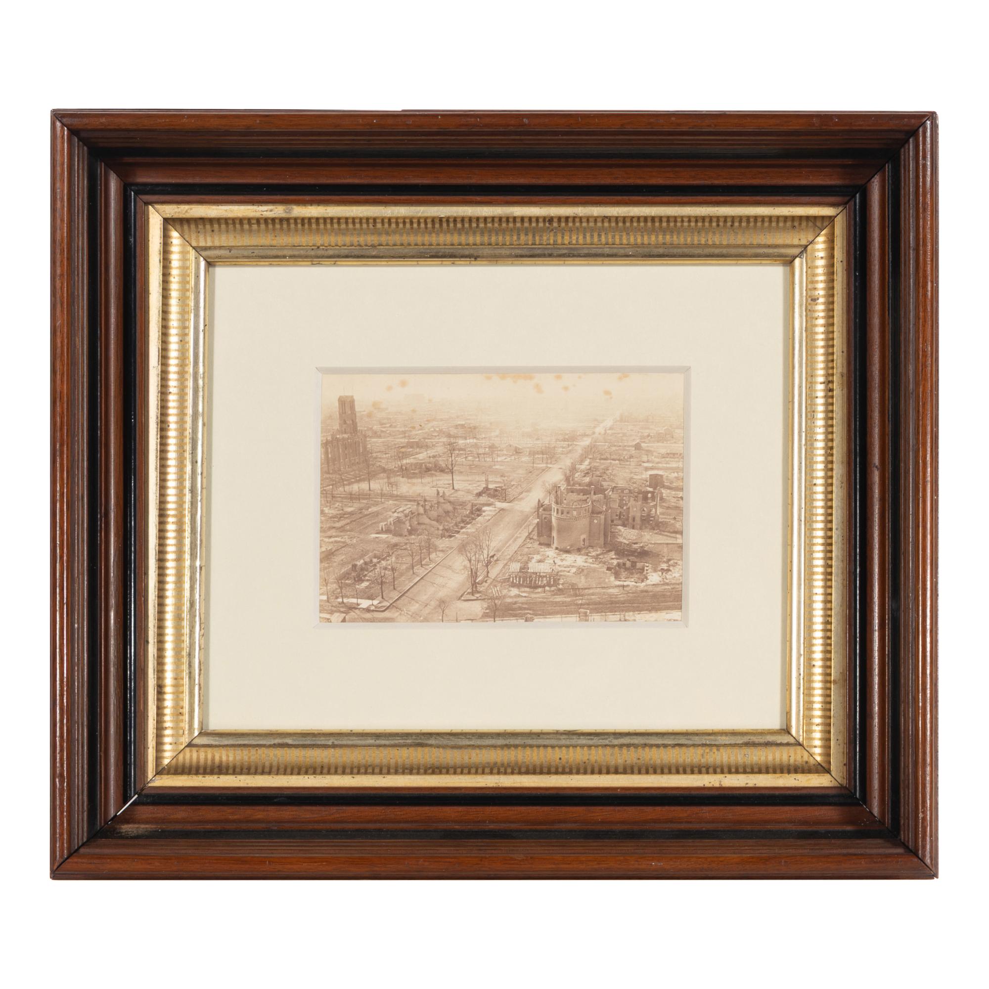 [Chicago Fire]. A group of 7 albumen prints taken before and after the 1871 Chicago Fire, comprising: