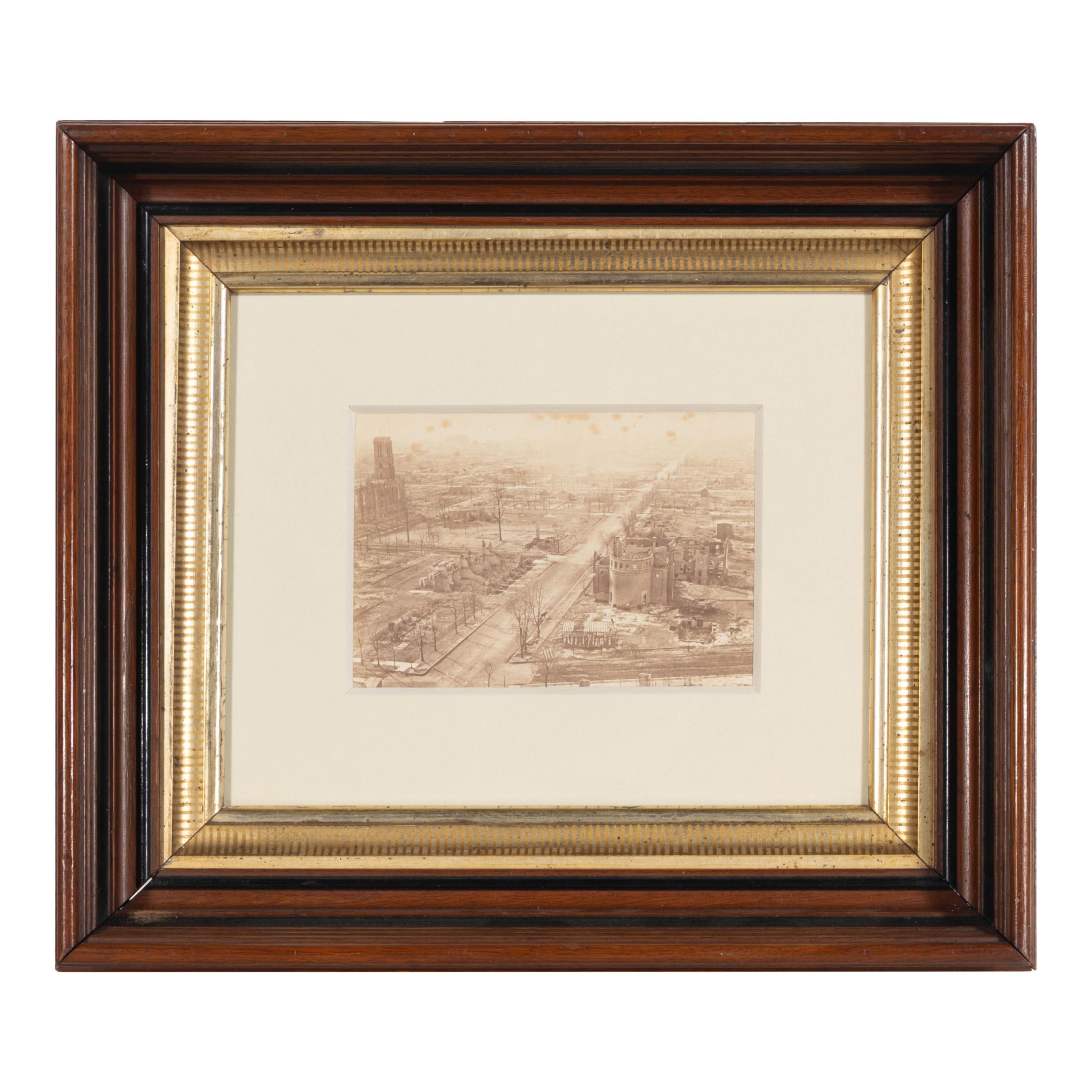 [Chicago Fire]. A group of 7 albumen prints taken before and after the 1871 Chicago Fire, comprising: