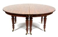 A William IV Style Mahogany Circular Dining Table with Perimeter Extensions Height 28 1/2 inches x diameter 70, with extensions 94 inch — LATE 19TH CENTURY