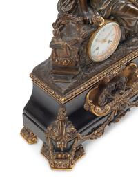 A French Bronze and Slate Figural Mantel Clock