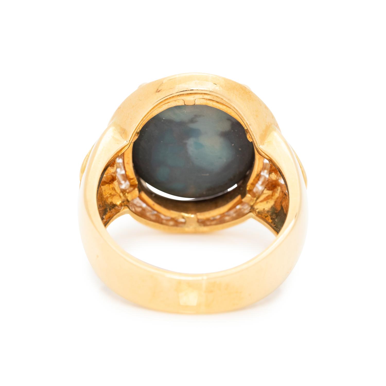 BLACK OPAL AND DIAMOND RING