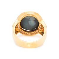 BLACK OPAL AND DIAMOND RING