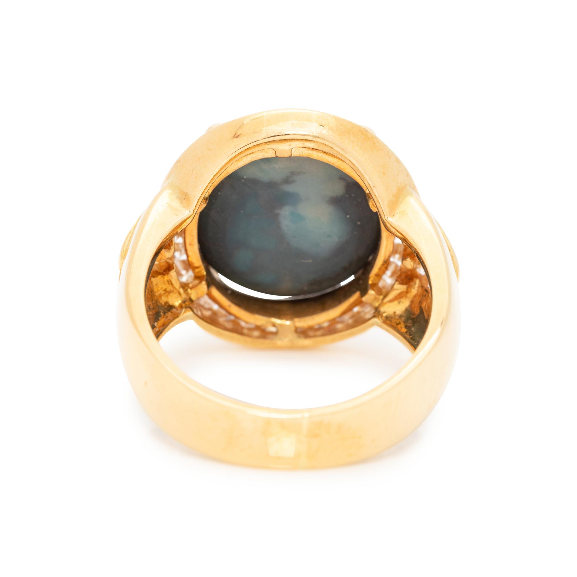 BLACK OPAL AND DIAMOND RING