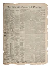 [LINCOLN, Abraham (1809-1865) - ASSASSINATION]. American and Commercial Advertiser . Vol. CXXX, No. 21,397. Baltimore, MD: 17 April 1865.