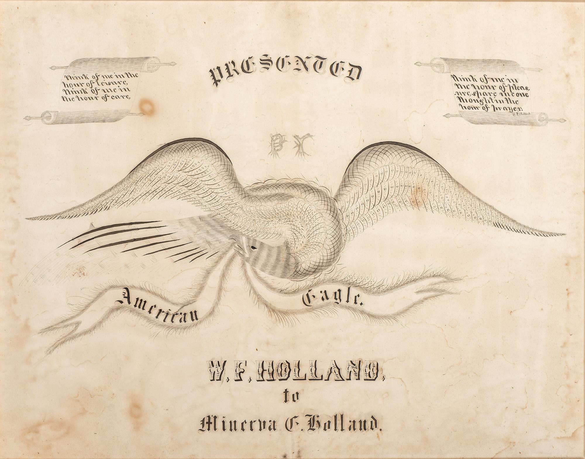 A Spencerian Penmanship Sample with Eagle
