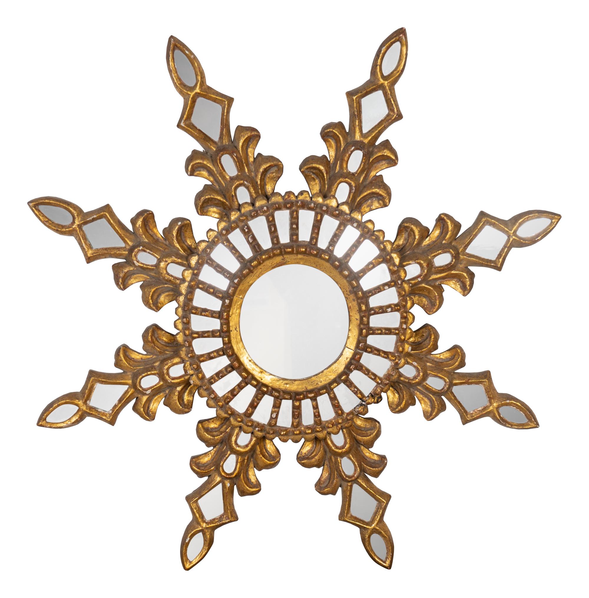 A Mirrored Giltwood Sunburst Mirror — 20TH CENTURY
