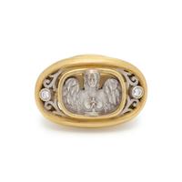 KIESELSTEIN-CORD, BICOLOR GOLD AND DIAMOND 'ANGEL IN THE WINDOW' RING