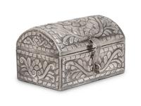 A South American Silver Clad Jewelry Casket