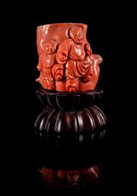 A Small Coral Carving Height 2 3/8 inches.