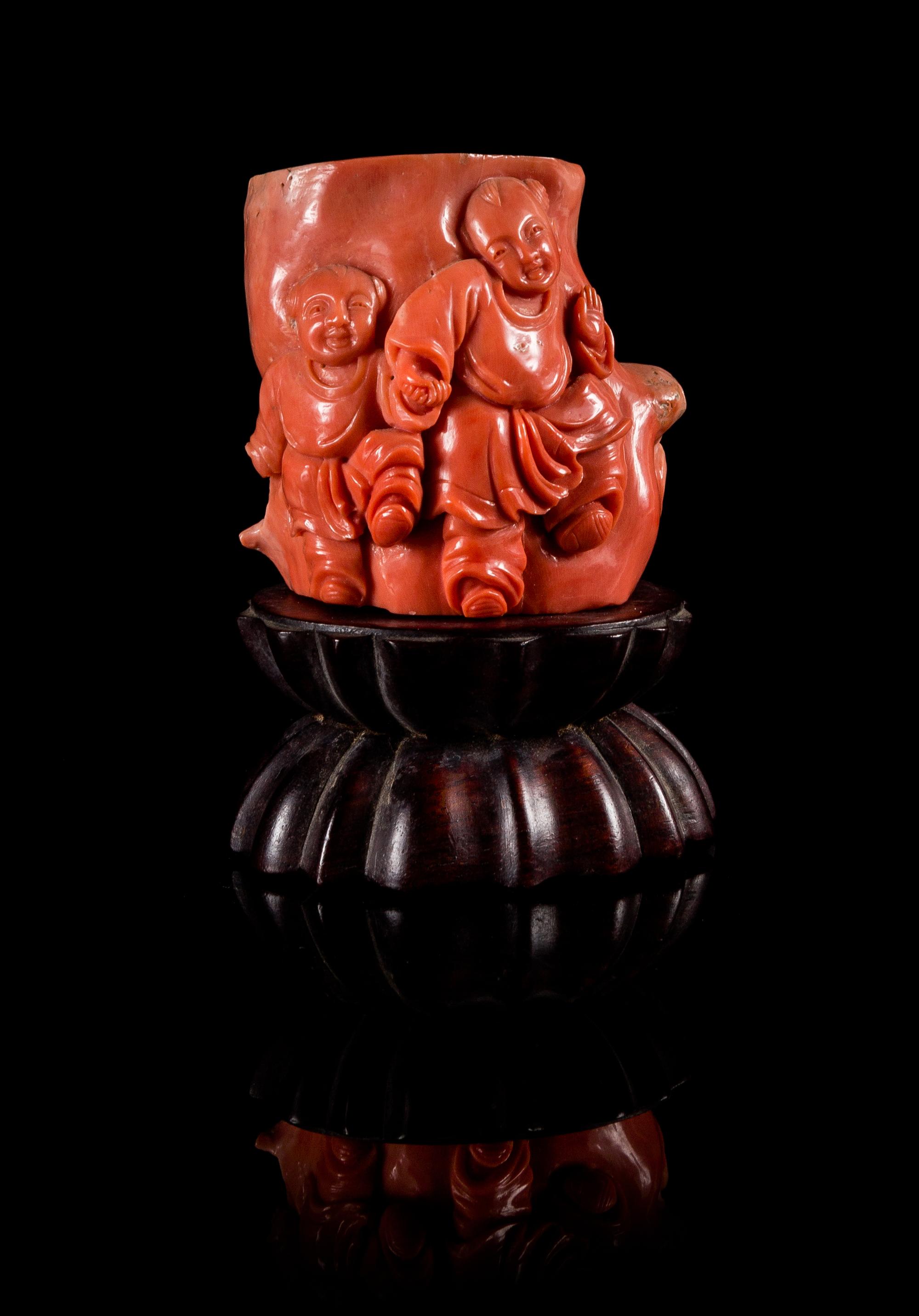 A Small Coral Carving Height 2 3/8 inches.