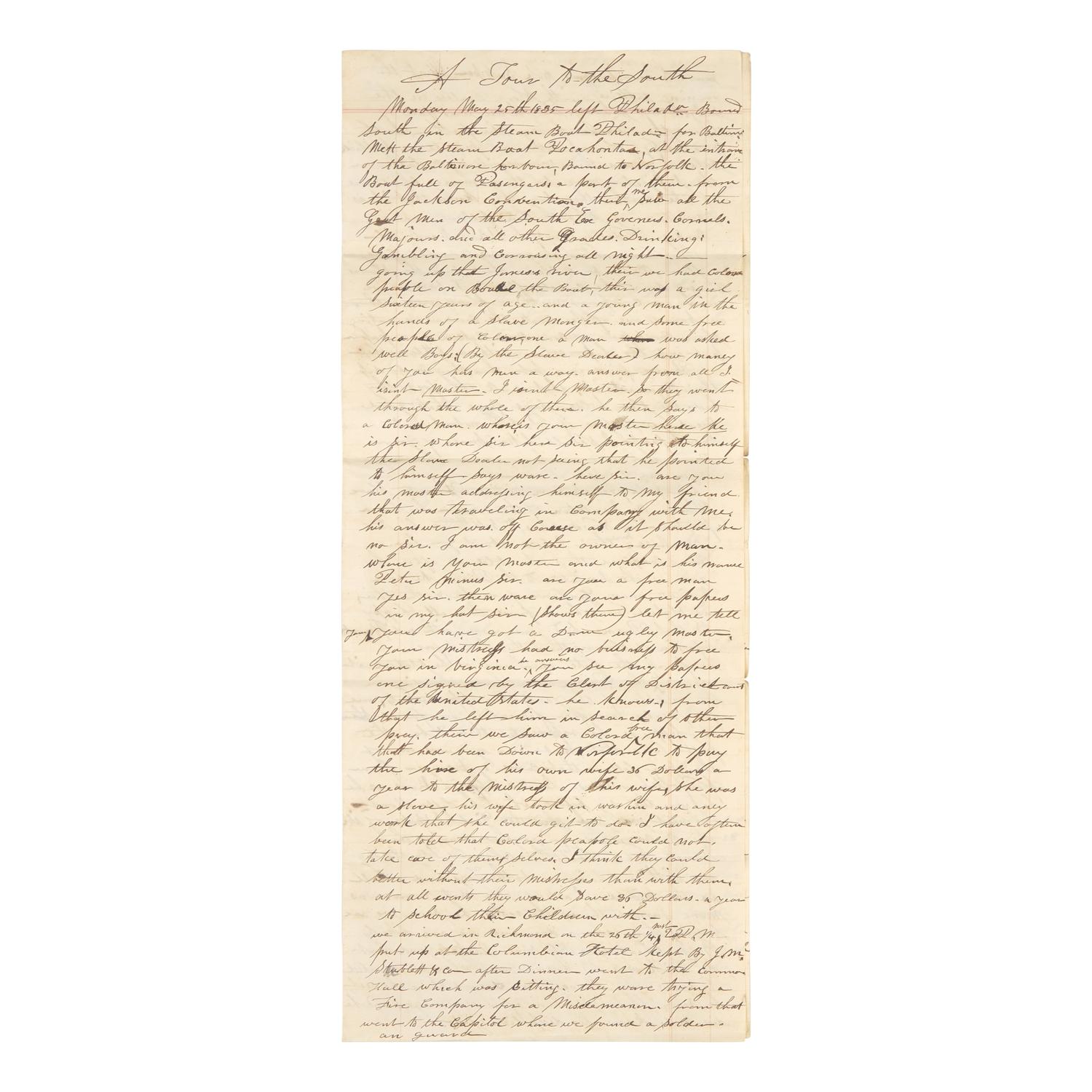 [African-Americana] "A Tour to the South" , A Revealing Firsthand Account of Slavery in Antebellum Virginia and Washington, D.C.