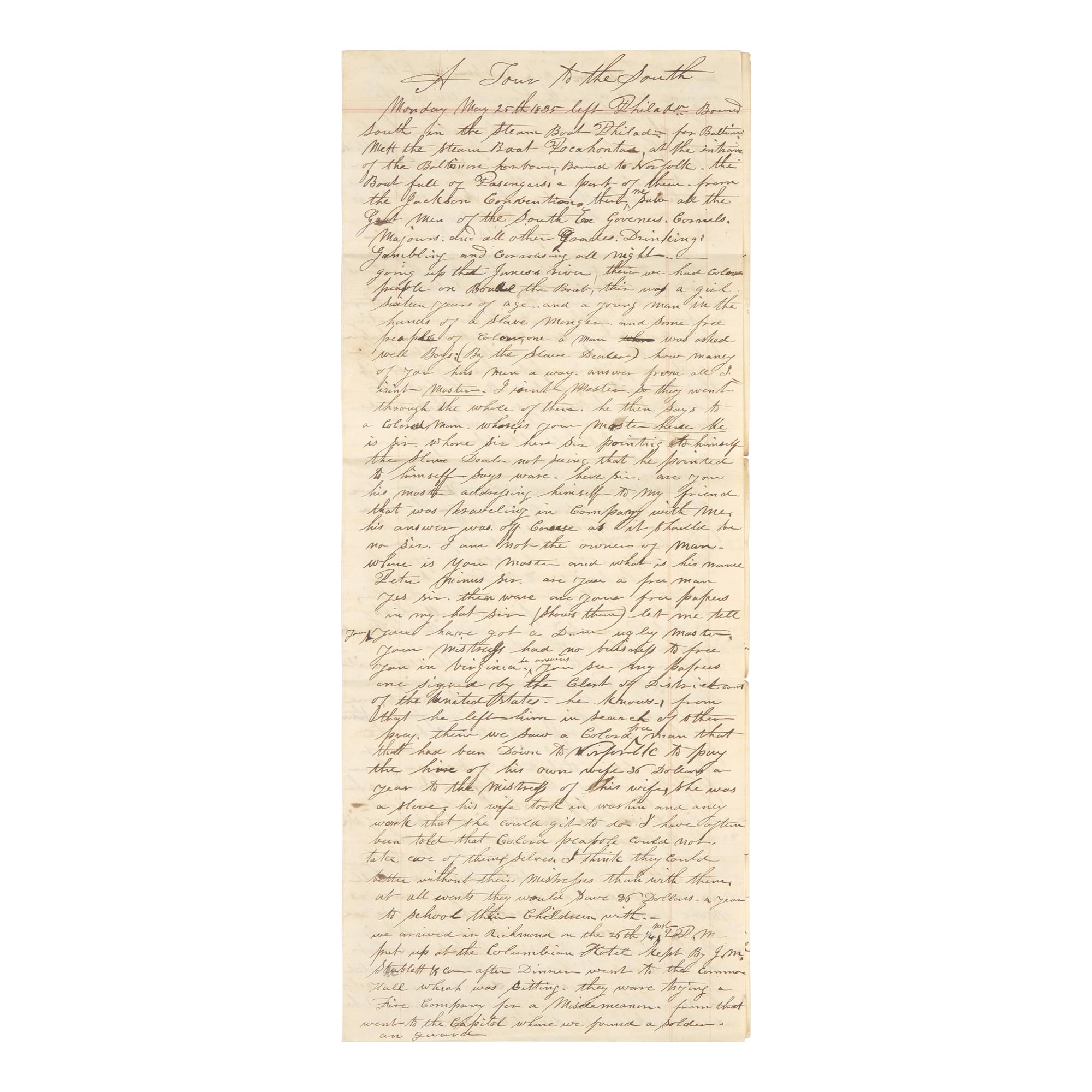 [African-Americana] "A Tour to the South" , A Revealing Firsthand Account of Slavery in Antebellum Virginia and Washington, D.C.