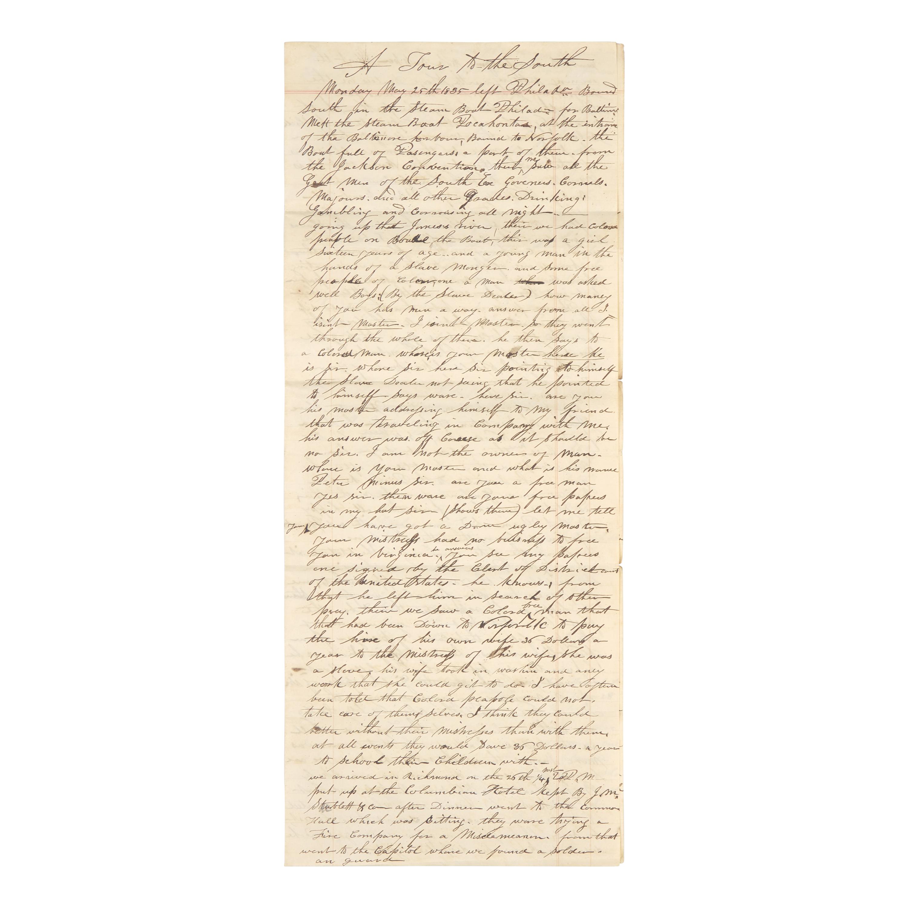 [African-Americana] "A Tour to the South" , A Revealing Firsthand Account of Slavery in Antebellum Virginia and Washington, D.C.