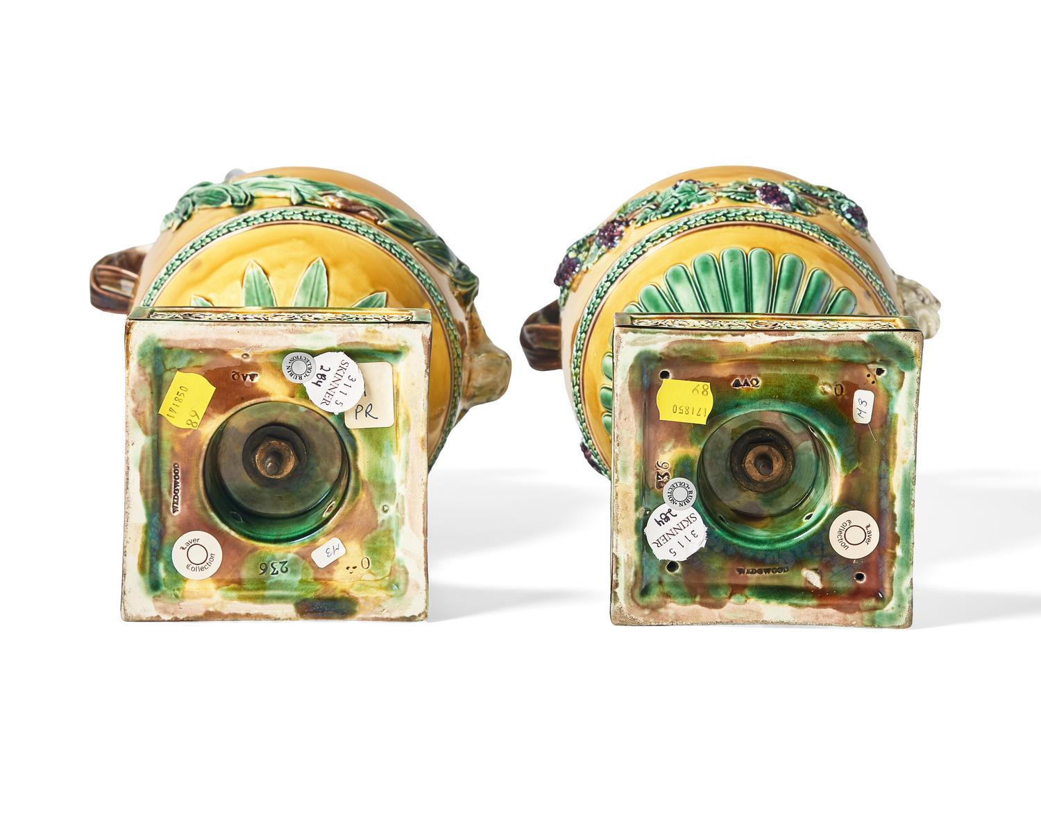 A Pair of Wedgwood Majolica Ewers