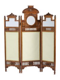 Aesthetic Movement Carved Three-Panel Floor Screen, Circa 1880