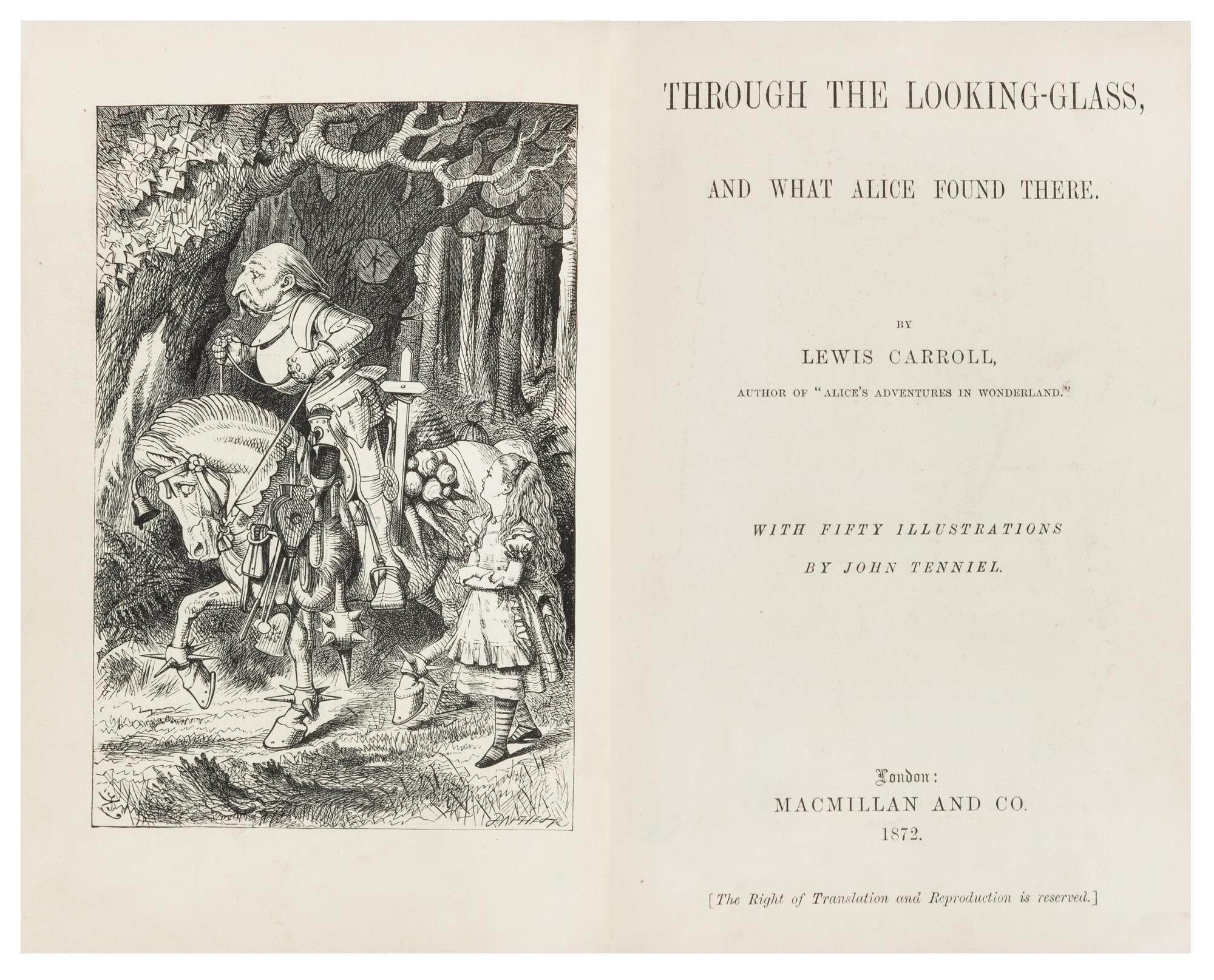 DODGSON, Charles Lutwidge ("Lewis Carroll") (1832-1898). Alice's Adventures in Wonderland. - Through the Looking-Glass. London: Macmill