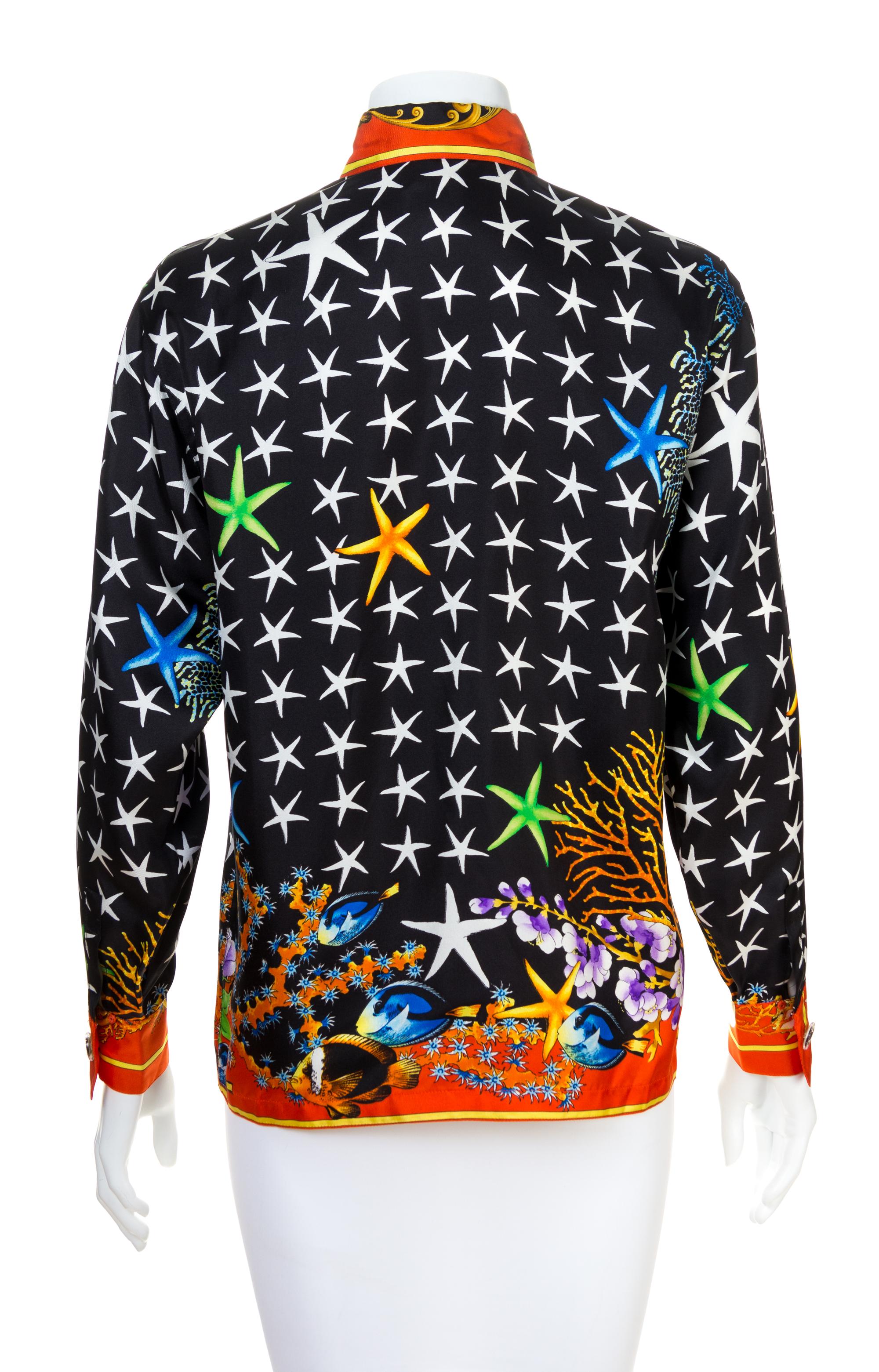 A Gianni Versace Silk Print Shirt, Size 38.