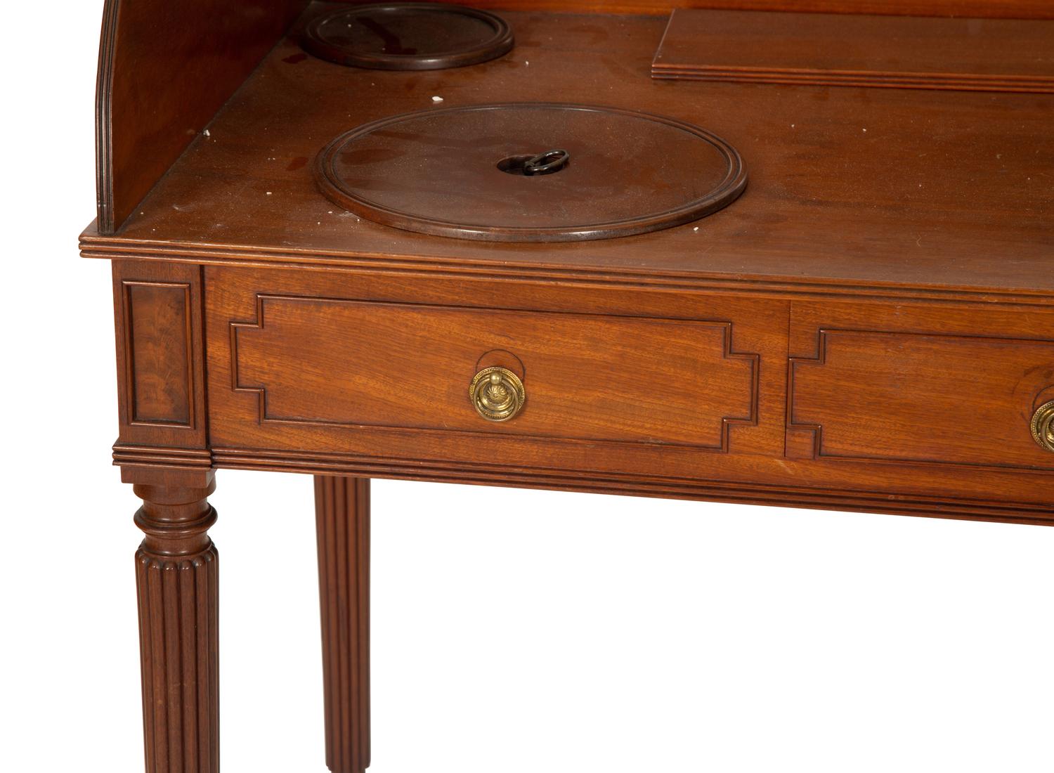 A Regency Mahogany Wash Stand with Original Covers for Bowl Cut-outs