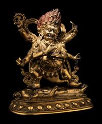 A Sino-Tibetan Gilt Bronze Figure of Mahakala