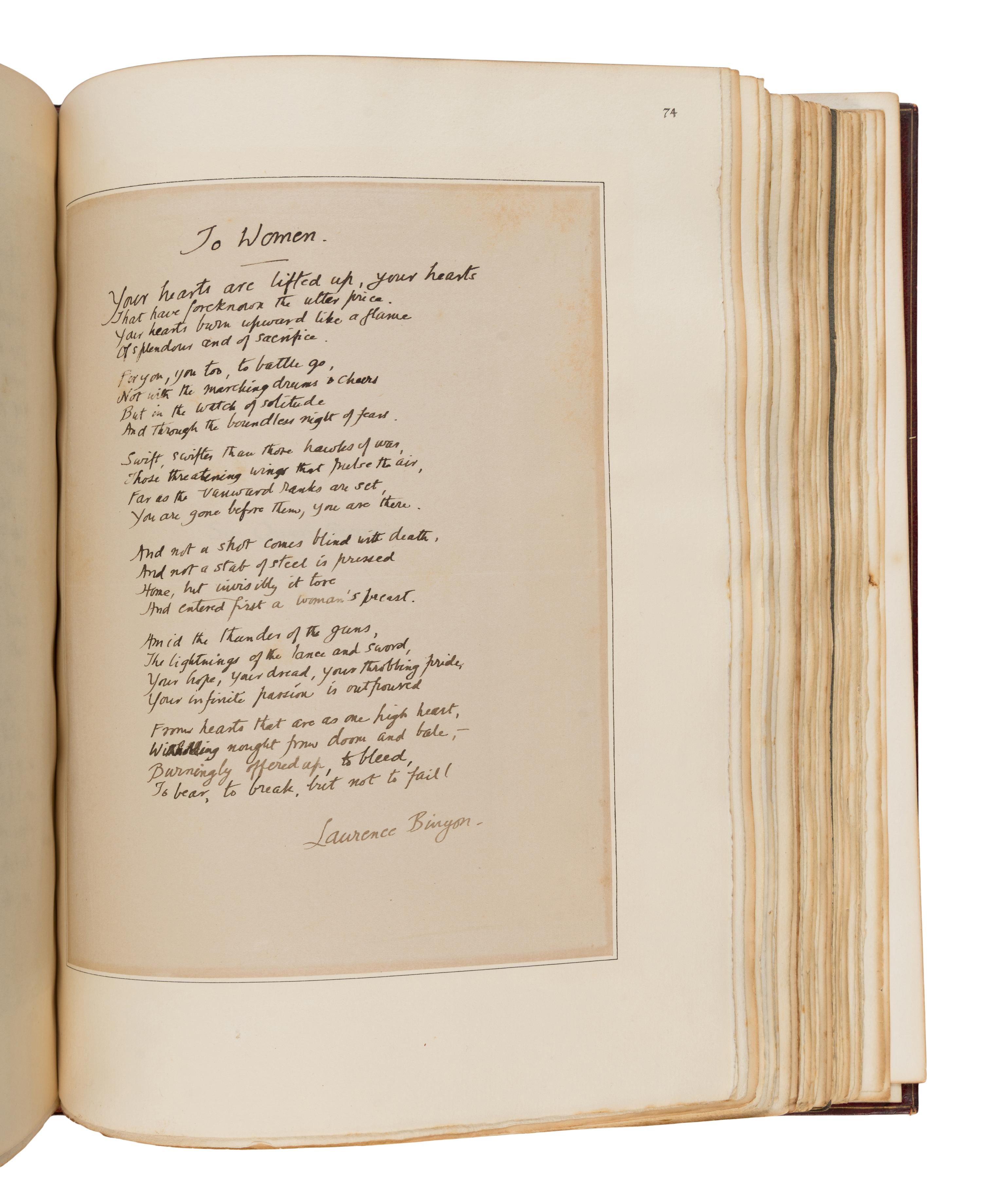 [The Red Cross]. An exceptional album of autographs, letters, and original artwork assembled to benefit the British Red Cross during WWI. [N.p.: N.p.], 1917.