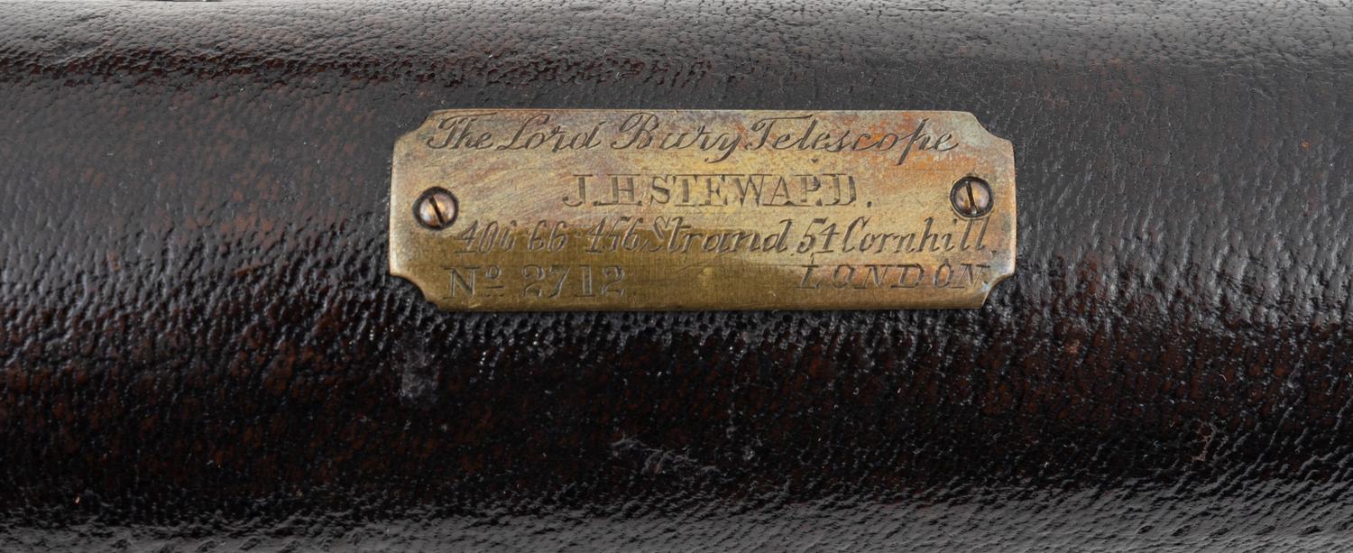 A J. H. Steward Lord Bury Leather-Cased Three-Draw Telescope — 406-66 Strand, & 55, Cornhill, London, Third Quarter 19th Century