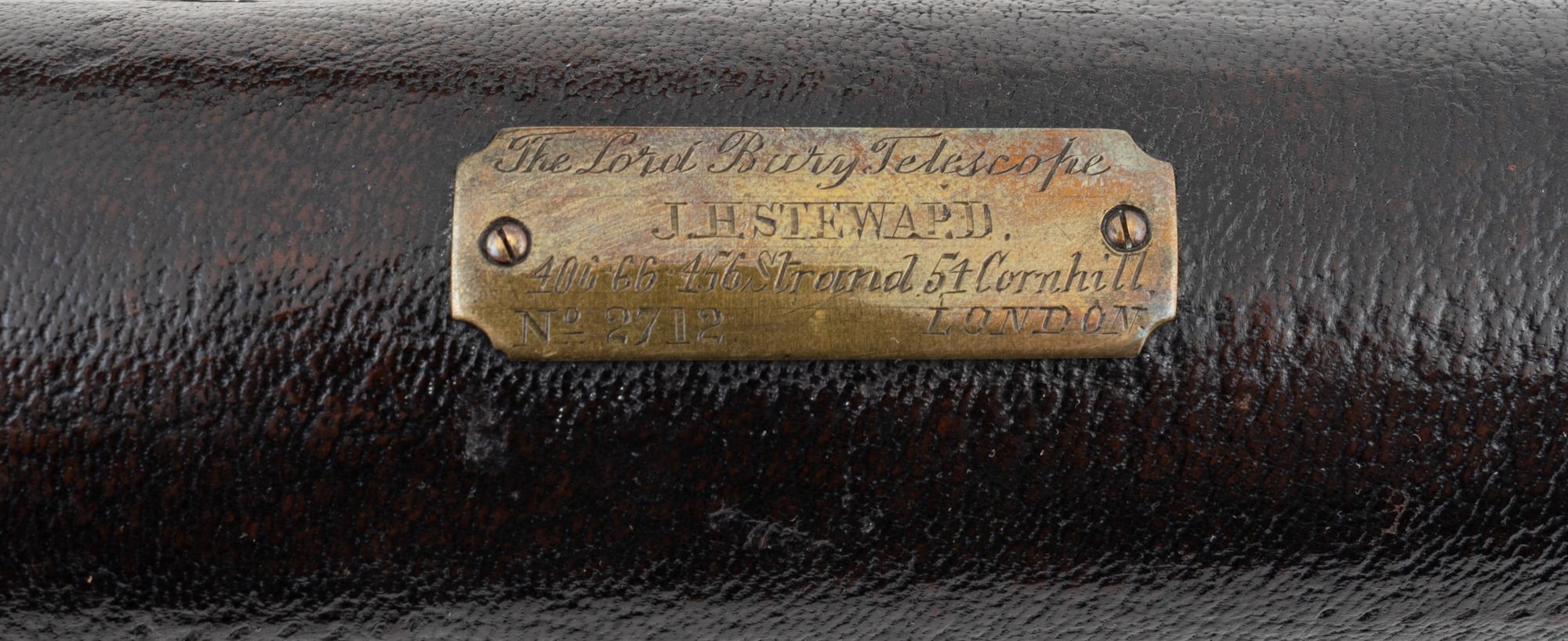 A J. H. Steward Lord Bury Leather-Cased Three-Draw Telescope — 406-66 Strand, & 55, Cornhill, London, Third Quarter 19th Century