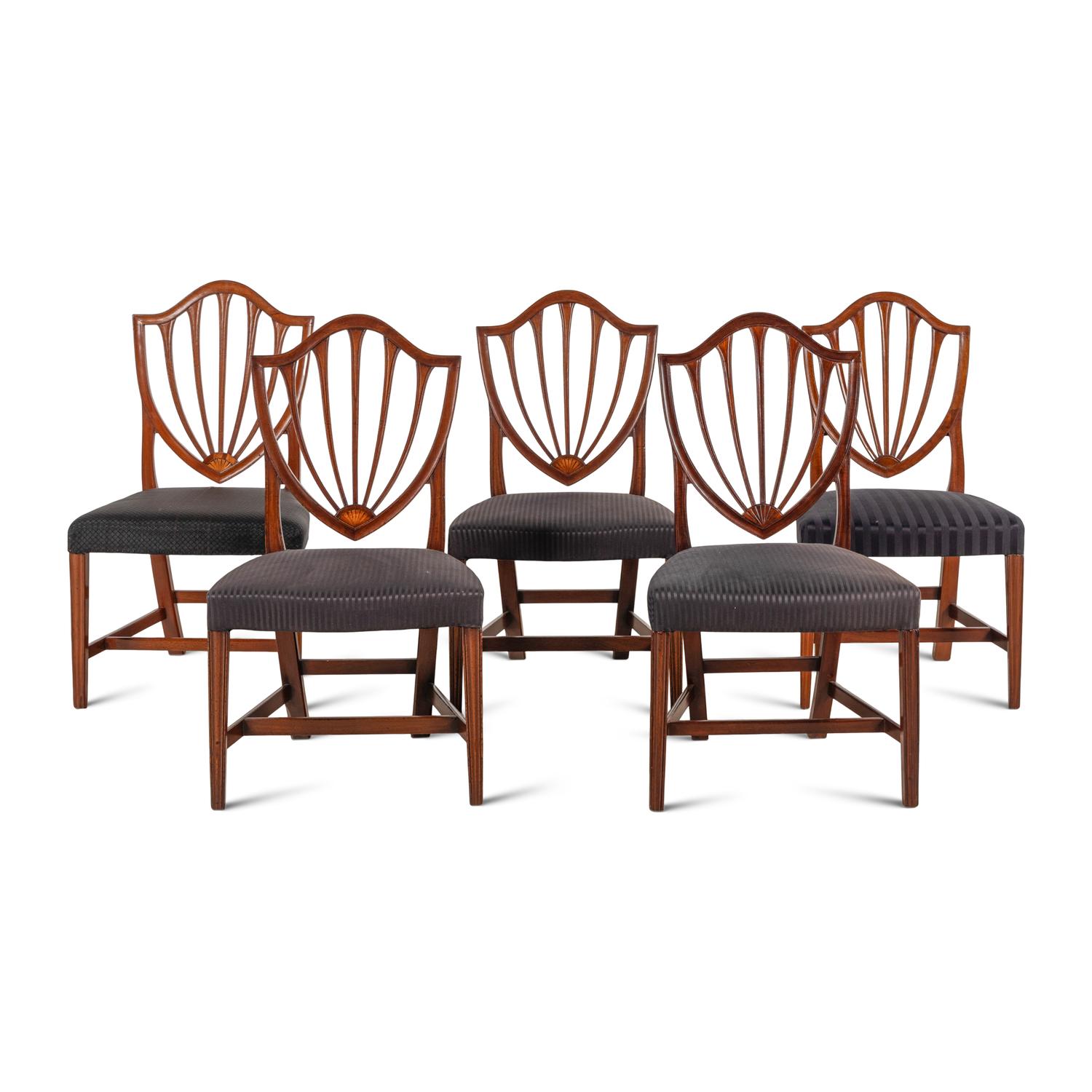 An Assembled Set of Five Mahogany Dining Chairs