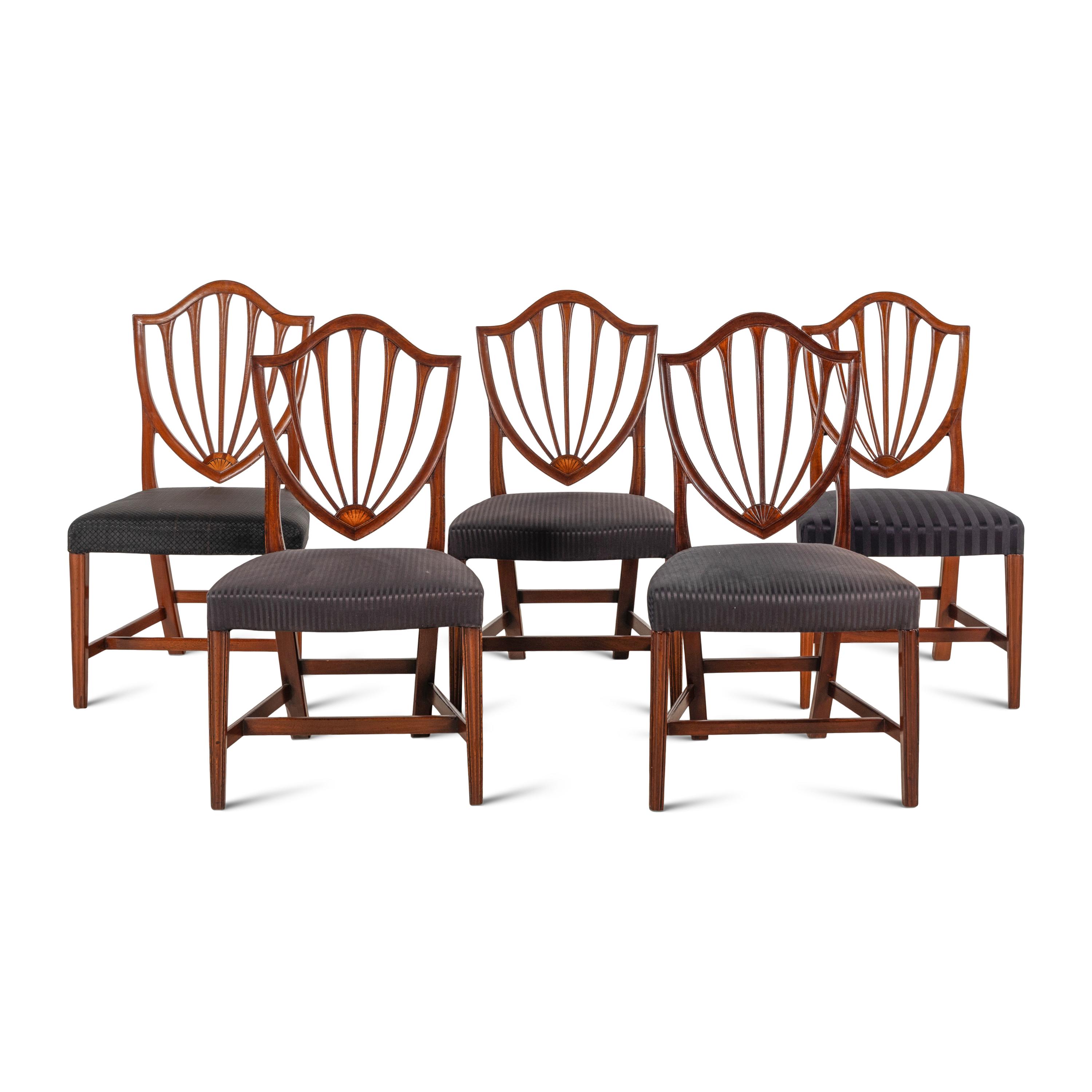 An Assembled Set of Five Mahogany Dining Chairs