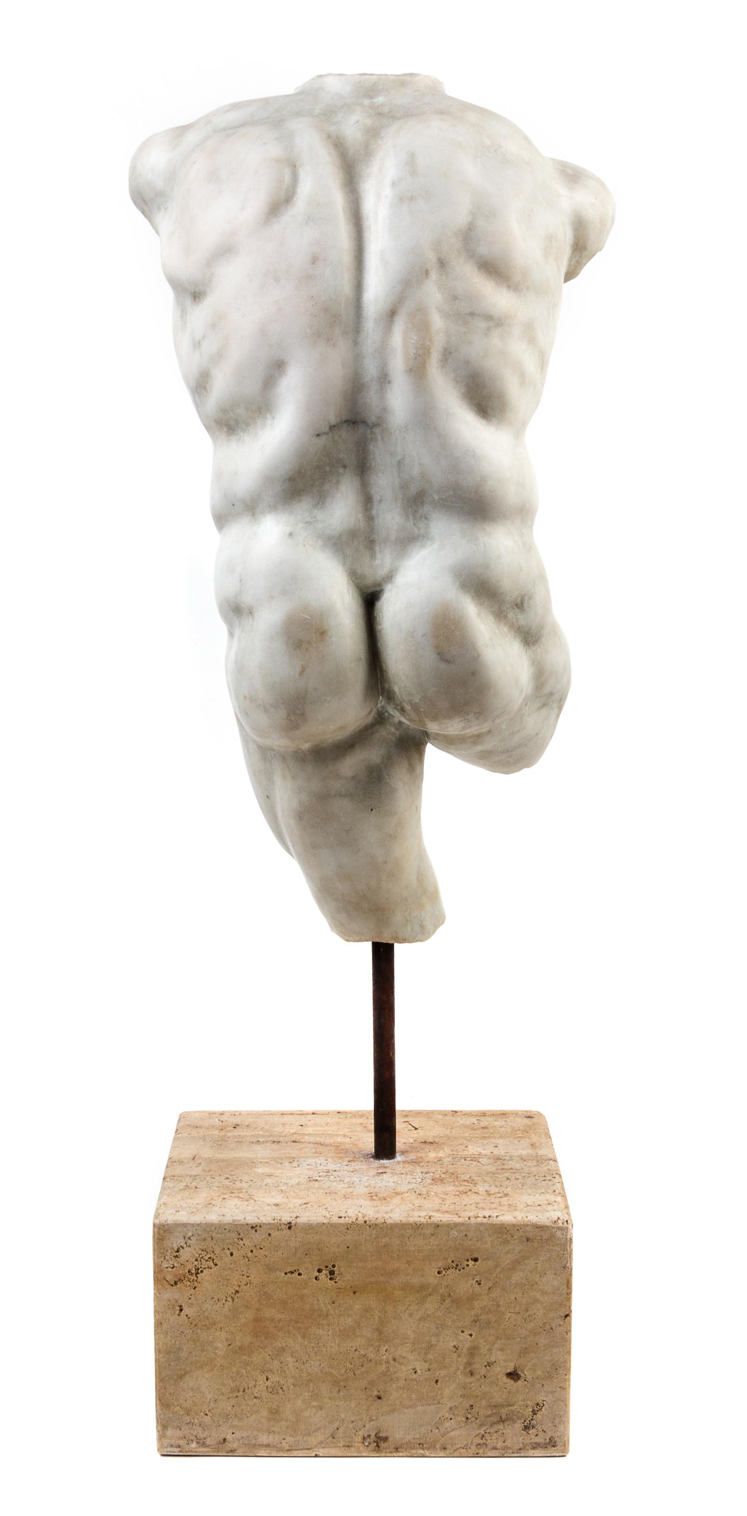 A Continental Marble Torso of a Man Height of torso 20 inches.